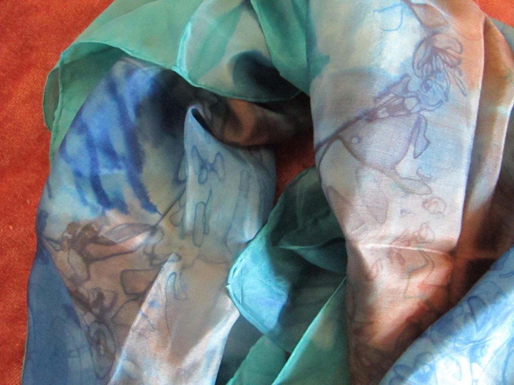 Foulards, Tücher & Schals: 100% Seide Tuch Handrolliert – Neu (gemäss Beschreibung) aus Löhningen von Chimae67 1