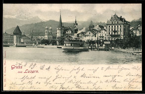 Cartoline postali: Luzern, Teilansicht des Ortes vom Wasser – Usato da Berlin venduto da bartko-reher