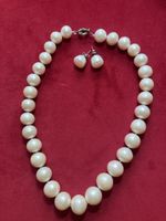 Elegante Perlenkette mit Ohrringen Süsswasserperlen