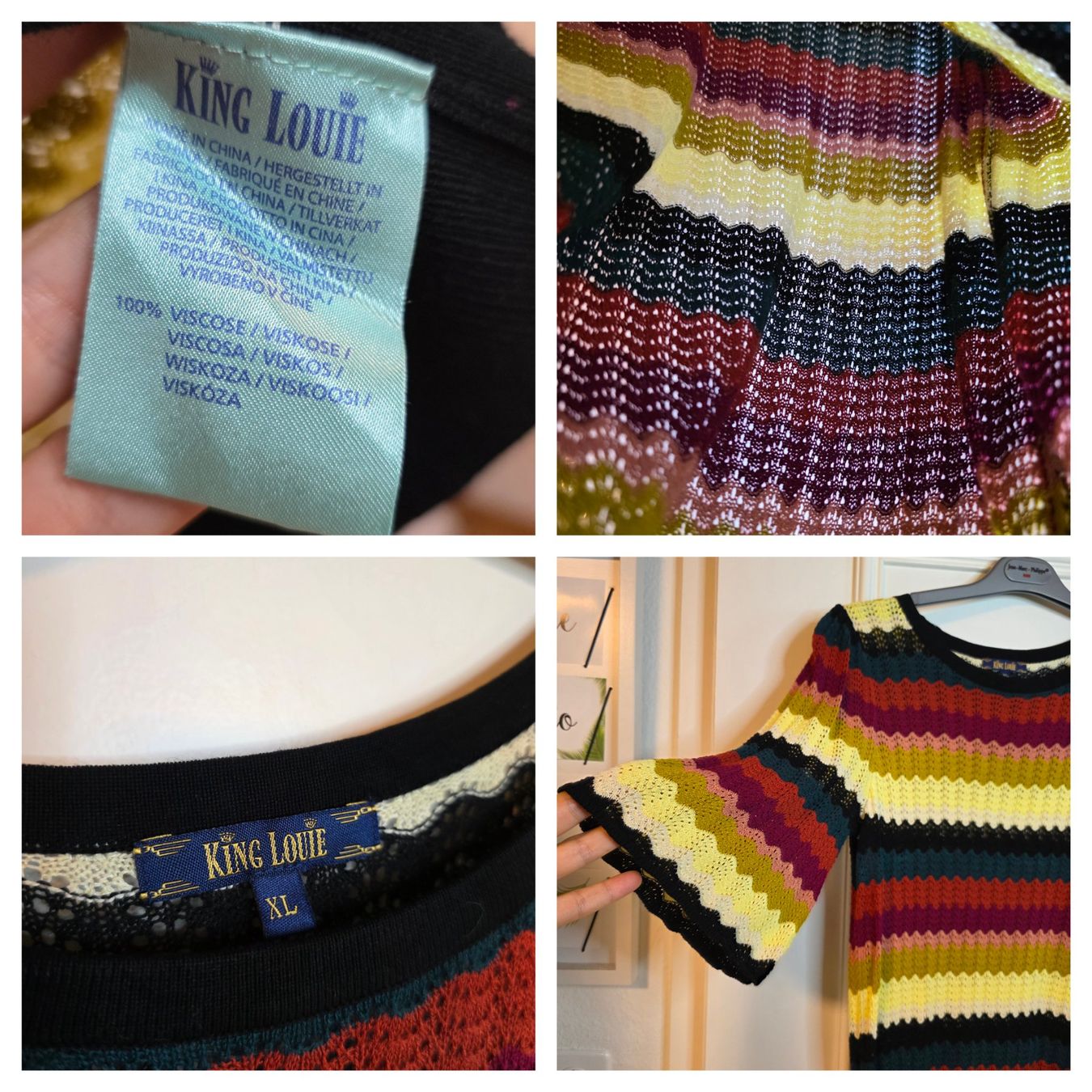 King Louie Camicette: King Louie Bunte Strickbluse M/L XL – Usato da Wald ZH venduto da CapLux 1