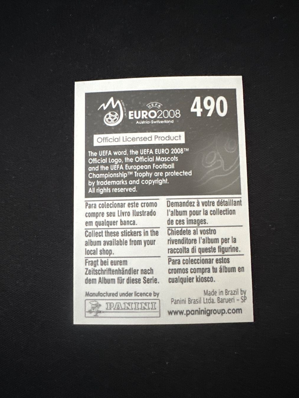 Panini Carte collezionabili: Panini UEFA EM 2008 Sticker - Nr. 490 – Usato da Sulz AG venduto da DealWerk 1