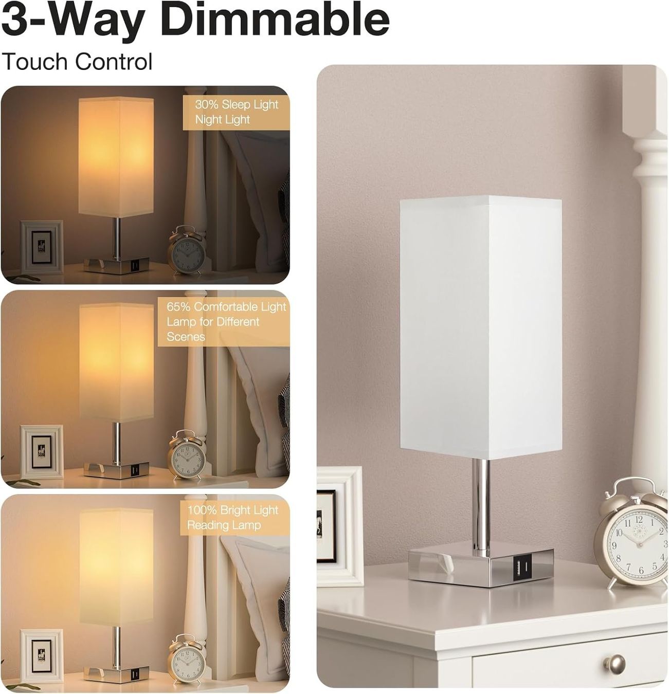 Lampade: Nachttischlampe Touch Dimmbar mit USB A+Typ-C-Anschlüssen – Nuovo e nell'imballaggio originale da Nuglar venduto da SaleRitter 1