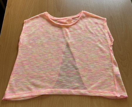 T-Shirt rosa-pink-gelb-weiss Rücken offe