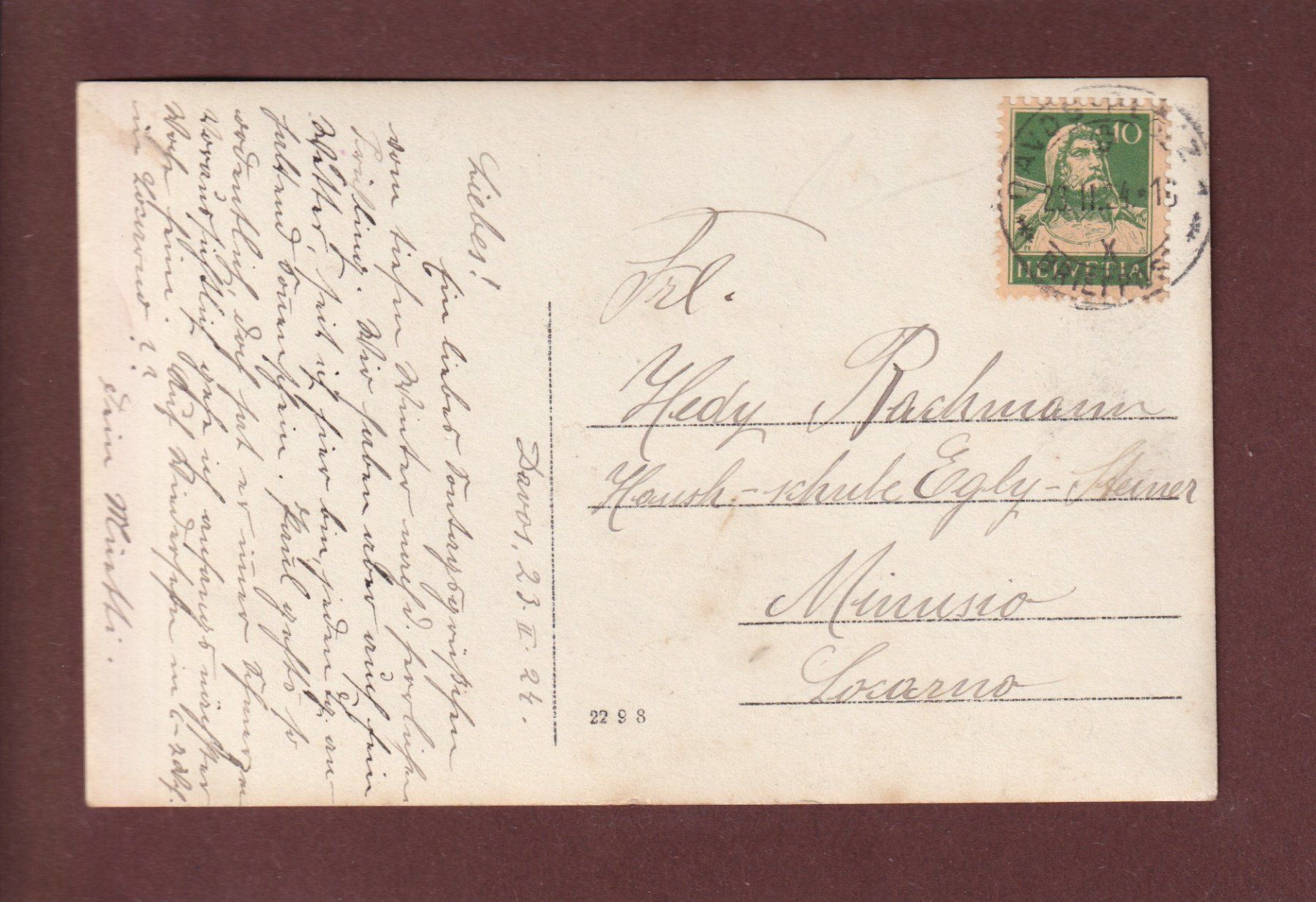 Cartoline postali: DAVOS - Krankenhaus - 1924 – Usato da Pully venduto da nicecards 1
