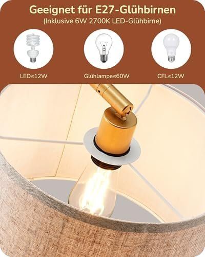 Lampade: Stehlampe Wohnzimmer 161cm Bogenlampe Verstellem Beigen – Nuovo e nell'imballaggio originale da Hundwil venduto da tec_mm27 5