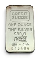 1 once Silberbarren argent 999.0  Credit Suisse numérotée 