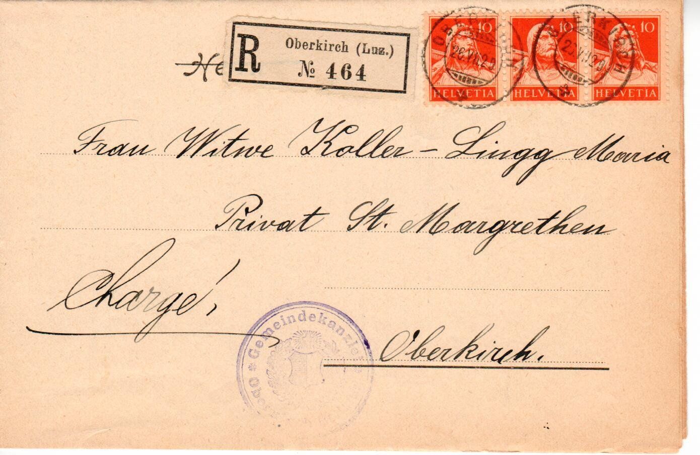 Alle Briefmarken: Brief, Oberkirch – Gebraucht aus Wolhusen von Curver9