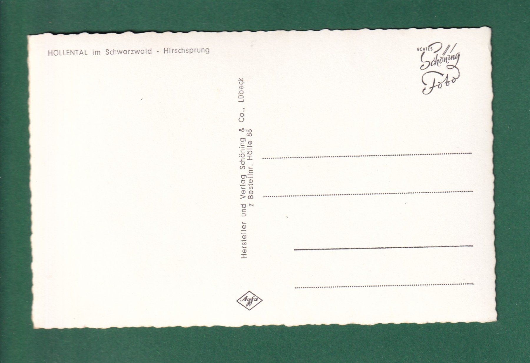 Cartoline postali: HÖLLENTAL - Hirschsprung – Usato da Pully venduto da nicecards-shop 1