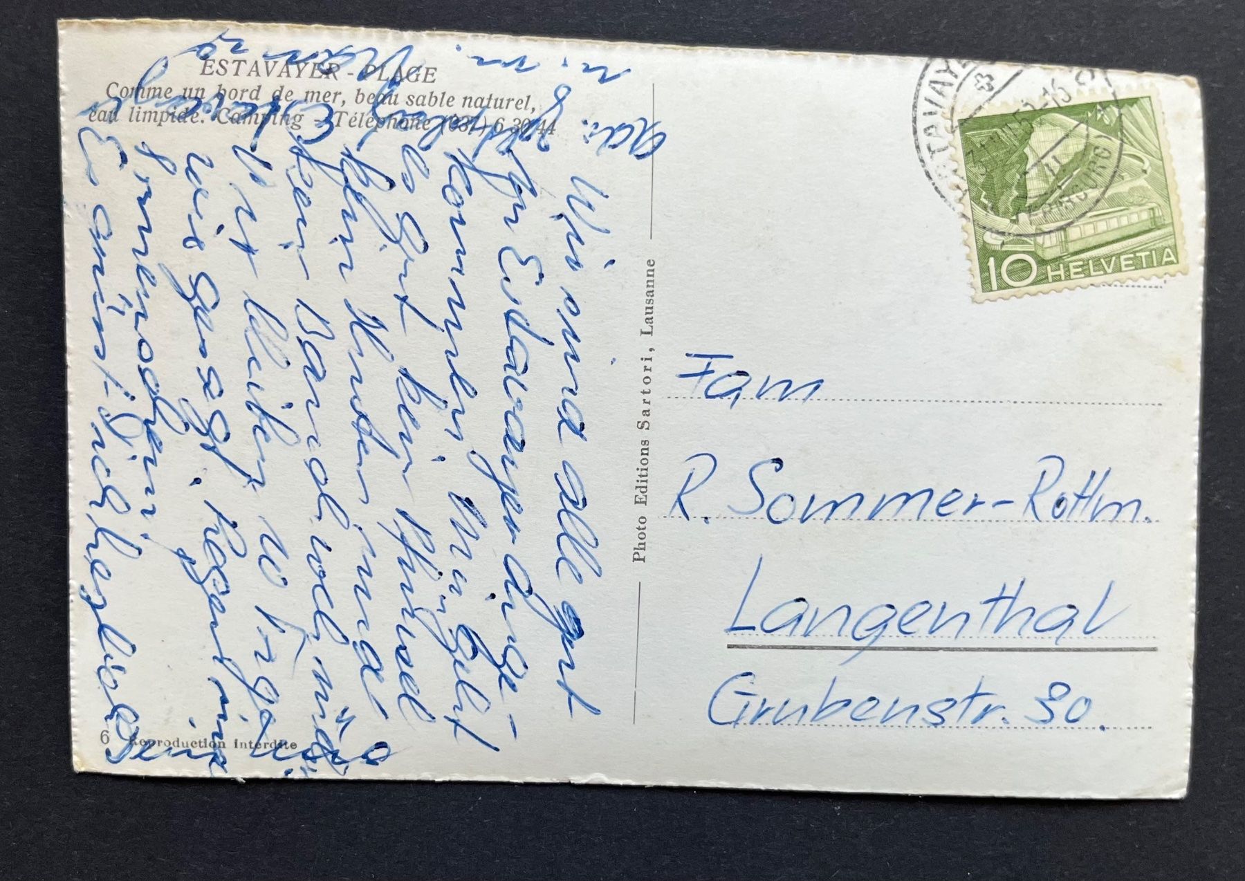 Ansichtskarten: Estavayer Plage, Camping ca. 1950 – Gebraucht aus Ostermundigen von DaxKarten-75 1