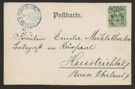 1899 5 Rp. Postkarte von Basel Heustrich