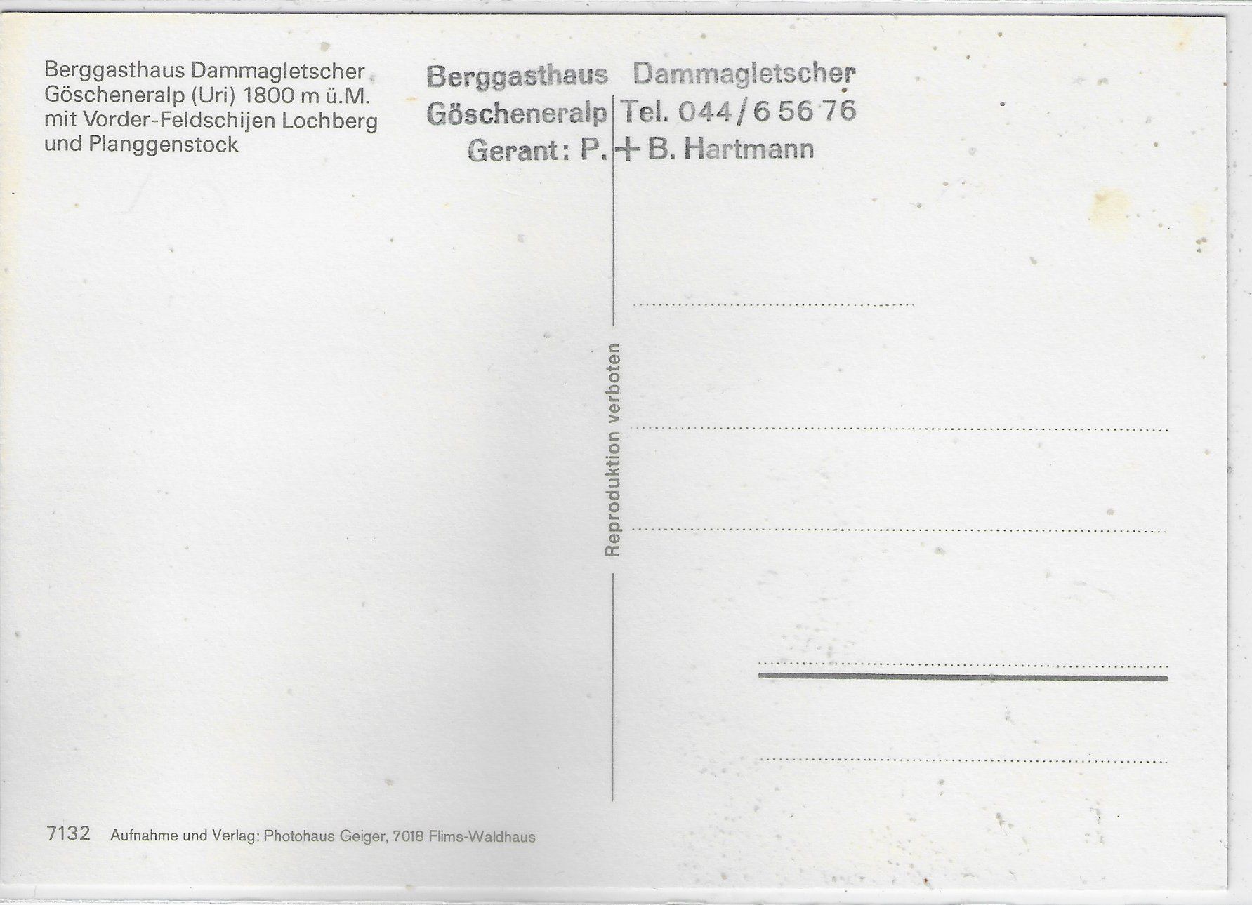 Cartoline postali: Berggasthaus Dammagletscher - Göscheneralp - Postauto – Usato da Ettingen venduto da Kartenplanet 1