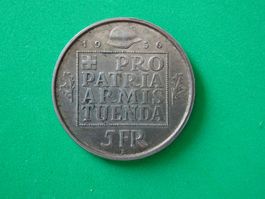 Münze Taler Pro Patria Armis Tuenda B 1936 Helvetia Weber