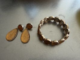 Schmuckset Armband und Ohrringe goldfarben
