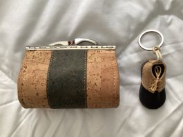 Schicke Kork Portemonnaie mit Schuh Schlüsselanhänger! NEU