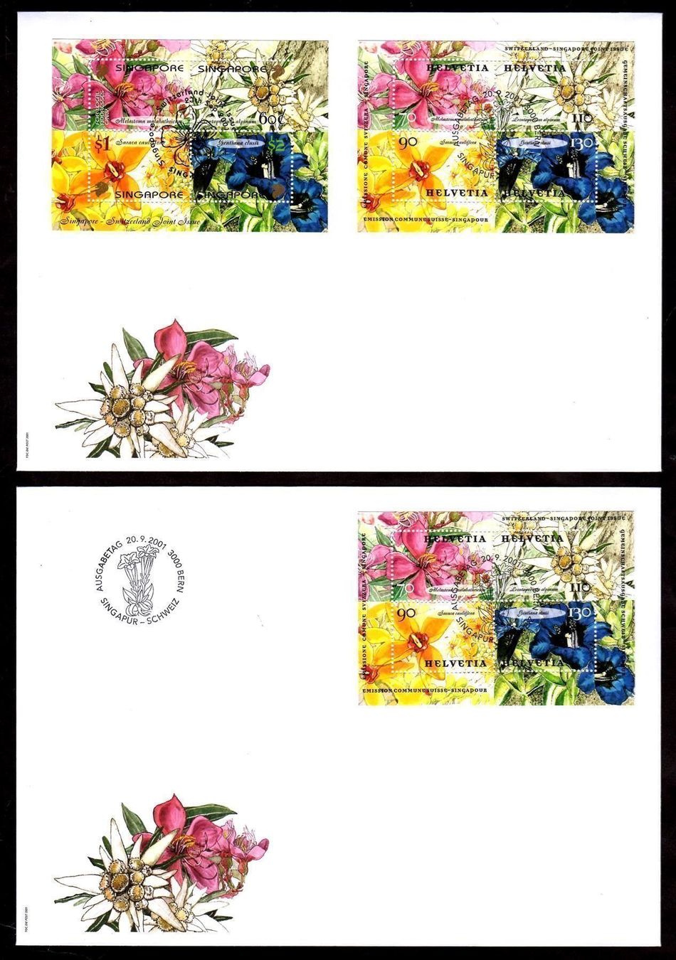 Tutti i francobolli: 2 Briefe mit Markenblocks, Blumen, ET – Usato da Walzenhausen venduto da Midas17