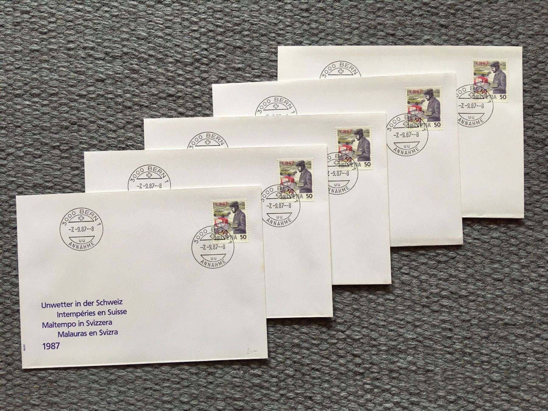 Tutti i francobolli: Unwetter 1987 5x FDC – Usato da Nesslau venduto da zueri6