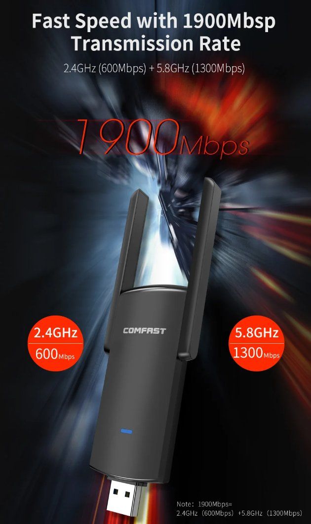 Lecteurs & Adaptateurs: 1900 Mbps USB Wireless WIFI WLAN Adapter Kali Linux Win Mac – Neuf avec emballage d'origine à Romanshorn par pfimex 1