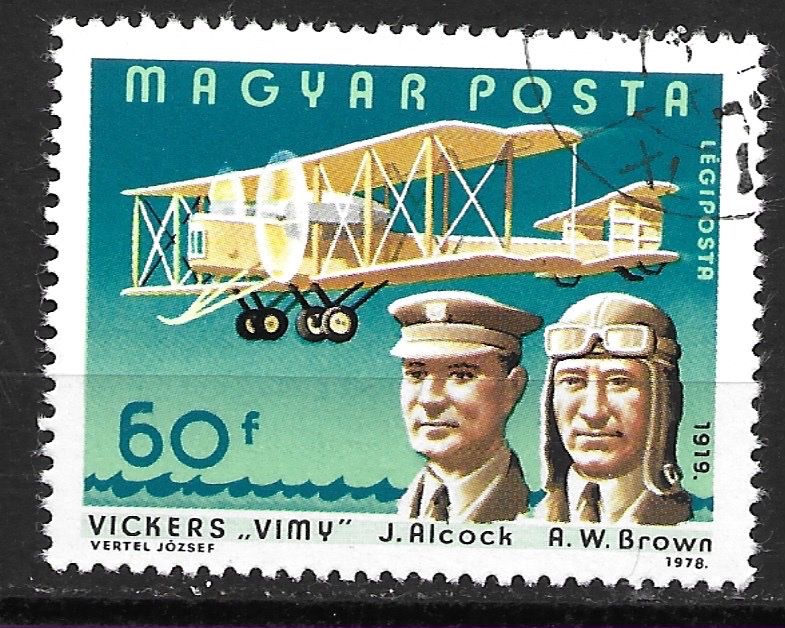 Tutti i francobolli: Ungarn 1978: Doppeldecker Vickers Vimy – Usato da Zürich venduto da Rainstamps