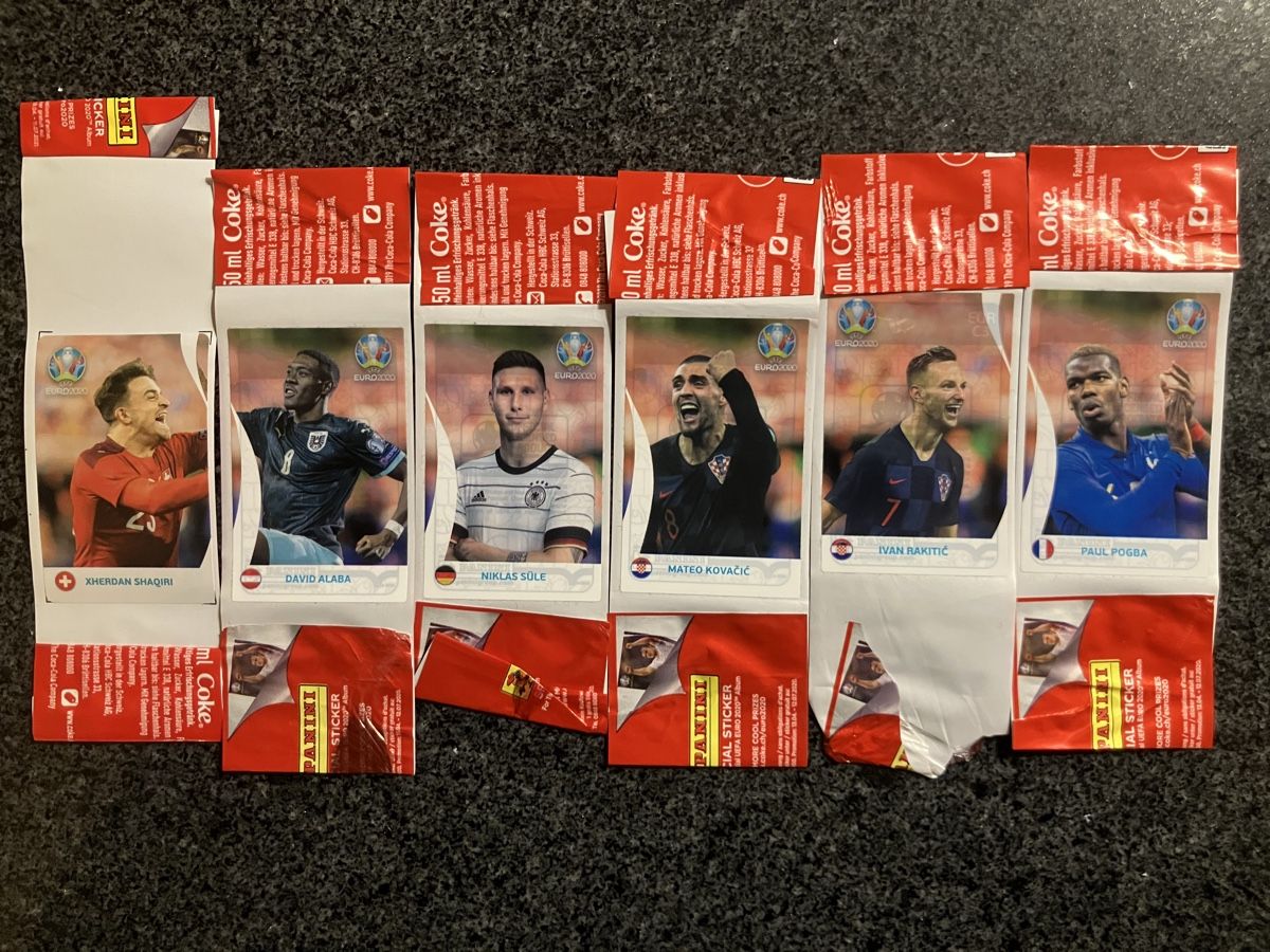 Coca-Cola Carte collezionabili: 6x Euro 2020 Coca Cola EM Bilder – Usato da Seuzach venduto da Toubey