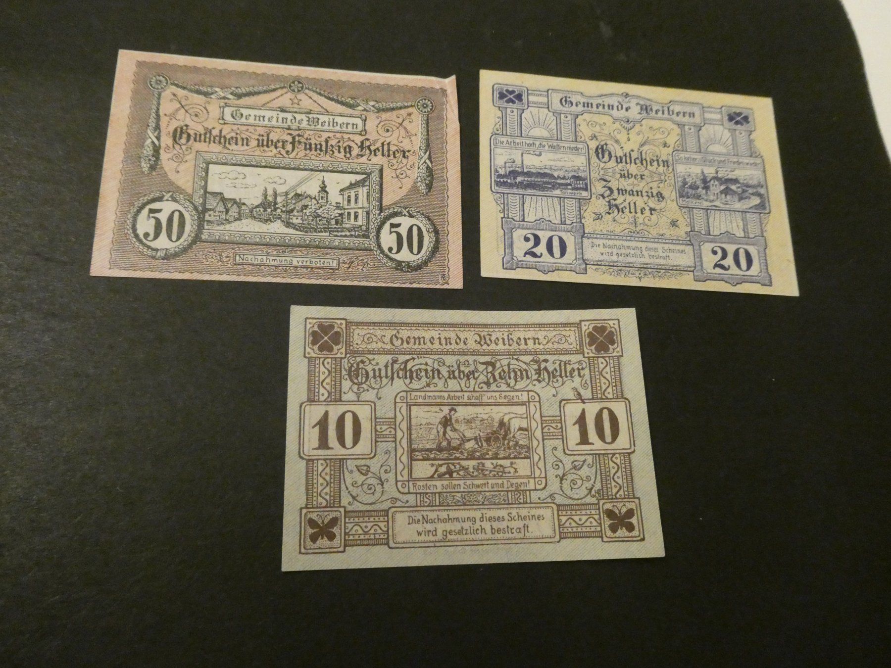 Banknoten: Oesterreich, Weibern   -  Notgeldscheine – Gebraucht aus Hinterforst von Rohusri