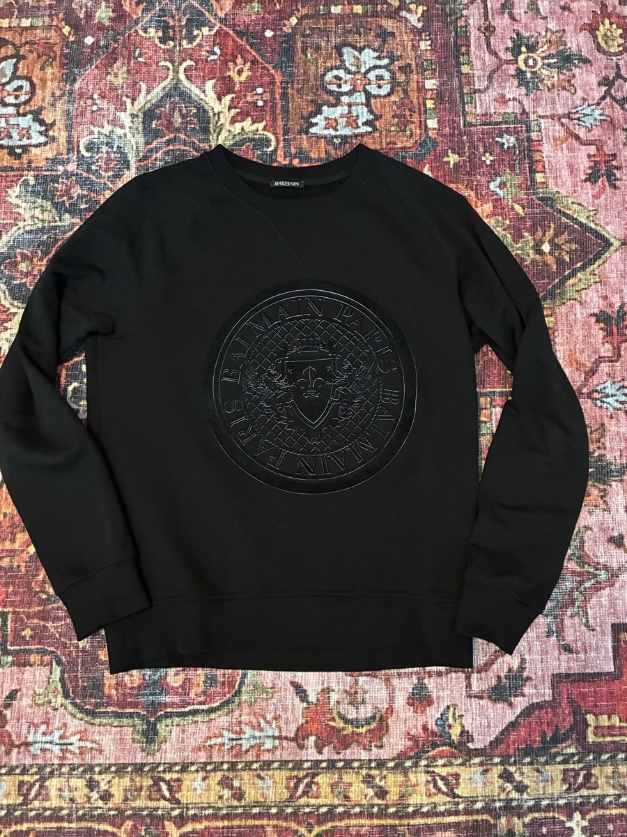 Balmain Maglioni & Felpe: Balmain Flocked Coin Crest Logo Sweatshirt Pulli Black – Usato da Münchenstein venduto da B771 3