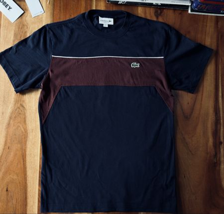 Lacoste T-shirt colourblock bleu marine / bordeaux