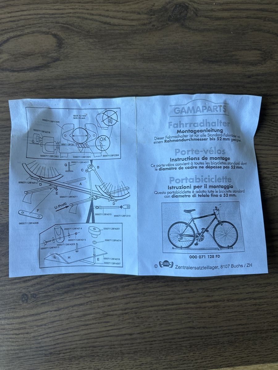 Supporti per biciclette: Fahrradhalter / Veloträger Gamaparts – Usato da Oberrieden venduto da pfe_xry2 5