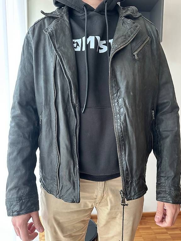 Giacche: Lederjacke Q-21 schwarz-olive / Grösse 48 - NEU – Usato da Utzenstorf venduto da Ilena01