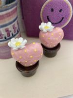 💓Herz-Pflanze / Keramik Deko / weisse Blüte