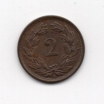 Tutti le monete: (940) Schweiz, 2 Rappen, 1879, Super, stgl – Usato da Rüthi (Rheintal) venduto da erdnuessli1 1