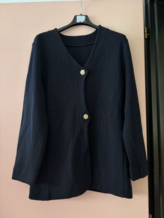 Cardigan in pura lana blu scuro 