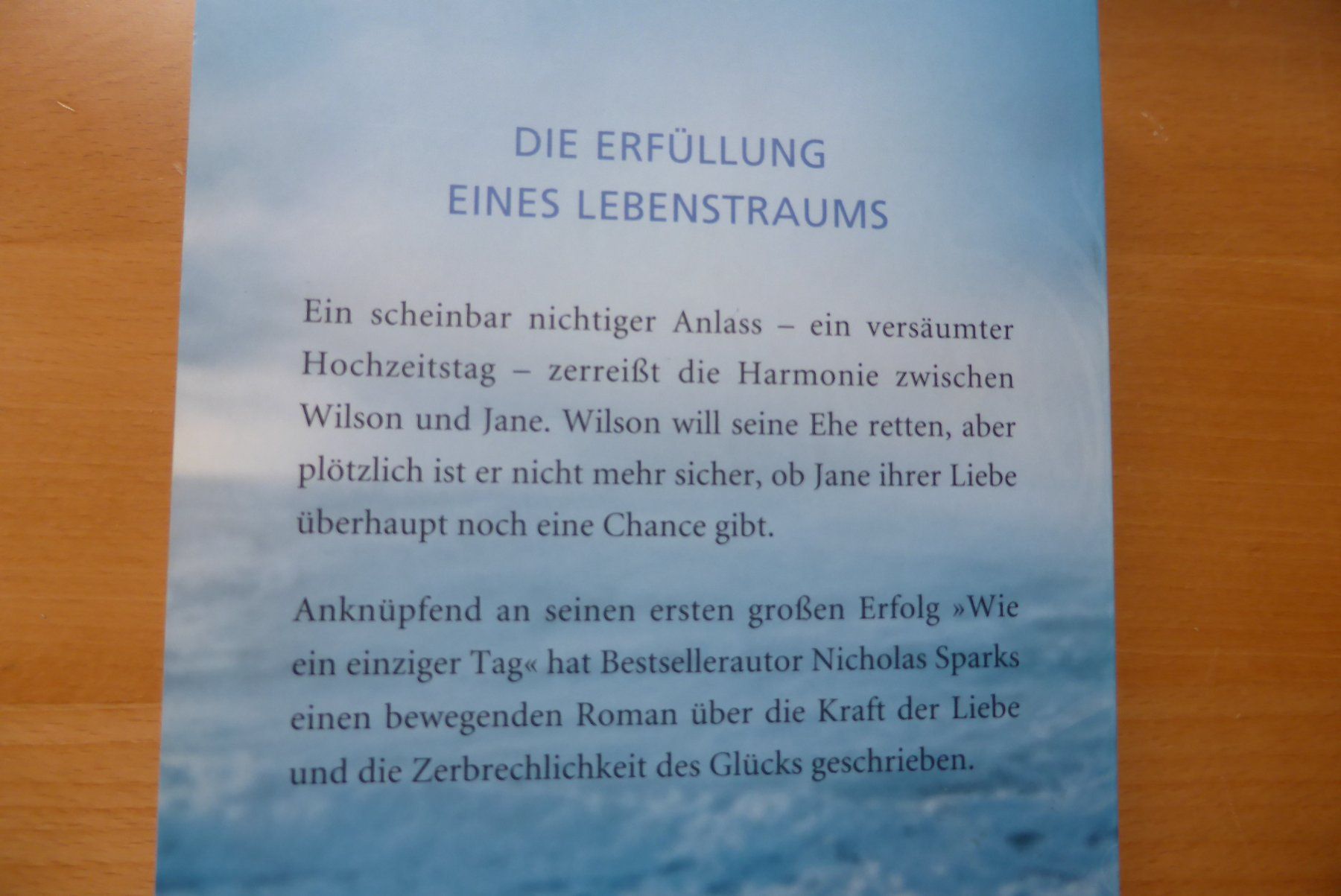 Bücher: Nicholas Sparks - Ein Tag wie ein Leben – Gebraucht aus Brunnadern von lesezirkel 1