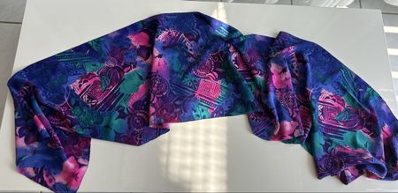 Ladies Scarf Abstract Print Polyester Blue Pink Green