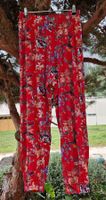 Hose Stoff weit/luftig ,Gummizug,rot/Blumen,bequem,Gr.40/42