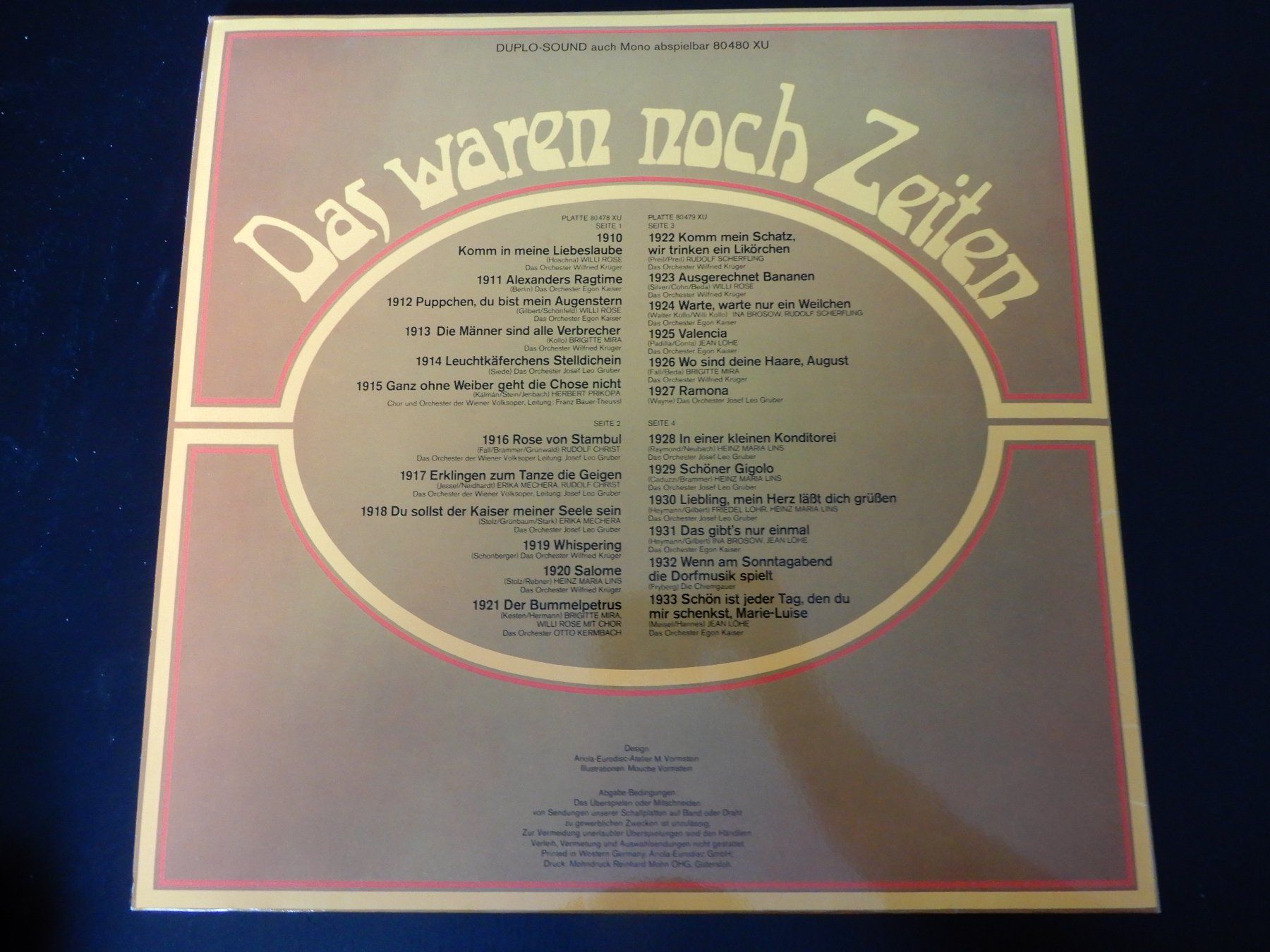 Schallplatten: Various-Das Waren Noch Zeiten - Schlagerrückblende 1910-1933 – Gebraucht aus Erstfeld von Mario_boe0 1