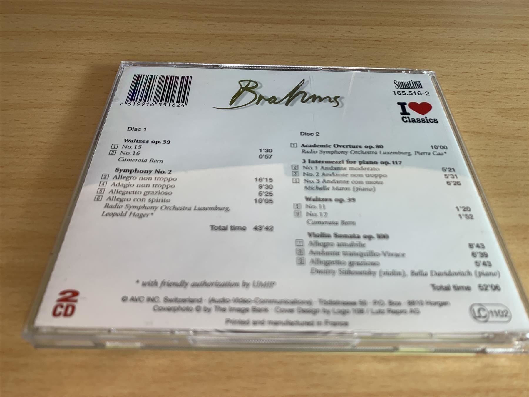 CD: Brahms - I Love Classic - 2 CD – Usato da Rikon im Tösstal venduto da Alpenmutz 1