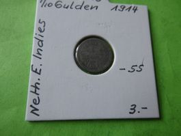 NIederländisch Indien 1914, 1/10 Gulden    Silber