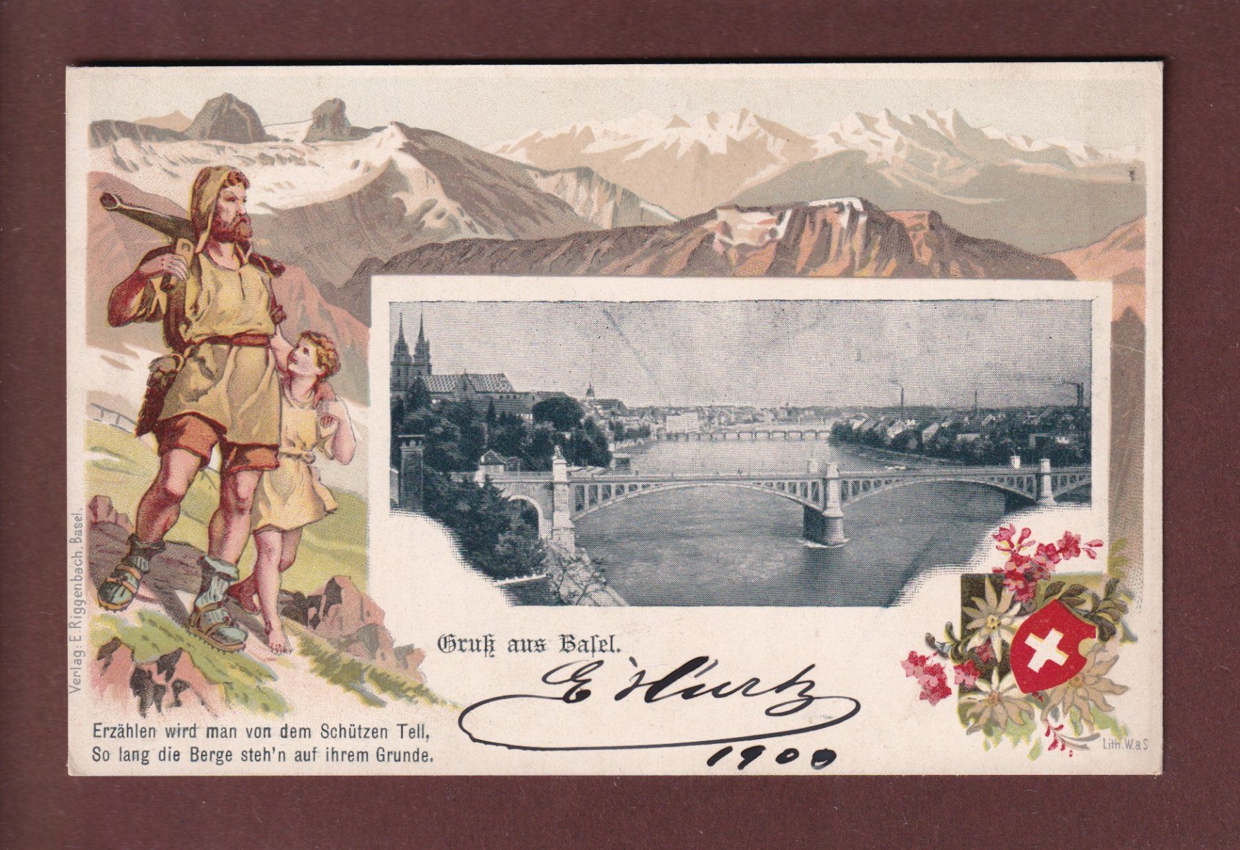 Cartoline postali: Gruss aus BASEL - Tell – Usato da Pully venduto da nicecards
