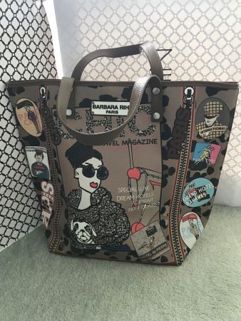 Barbara Rihl Paris, Handtasche, braun, Fashion-Print