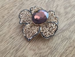 Brosche Blume goldfarben mit Stein neuwertig