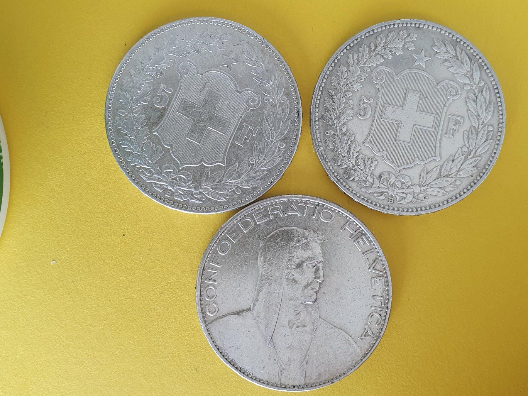 Tutti le monete: 3 x 5 Franken :1908 ** , 1909** , 1925 ** – Usato da luzern venduto da Jrouge 1