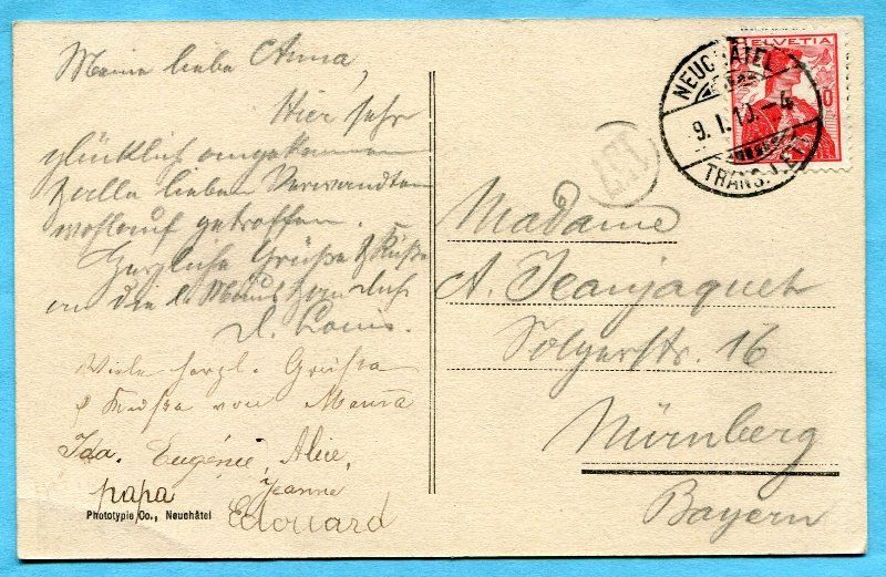 Cartoline postali: Neuchâtel 1910 - Avenue du Premier Mars – Usato da Opfikon venduto da Prophila 1