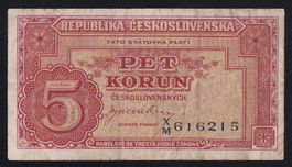Tschechoslowakei 5 Korun 1945