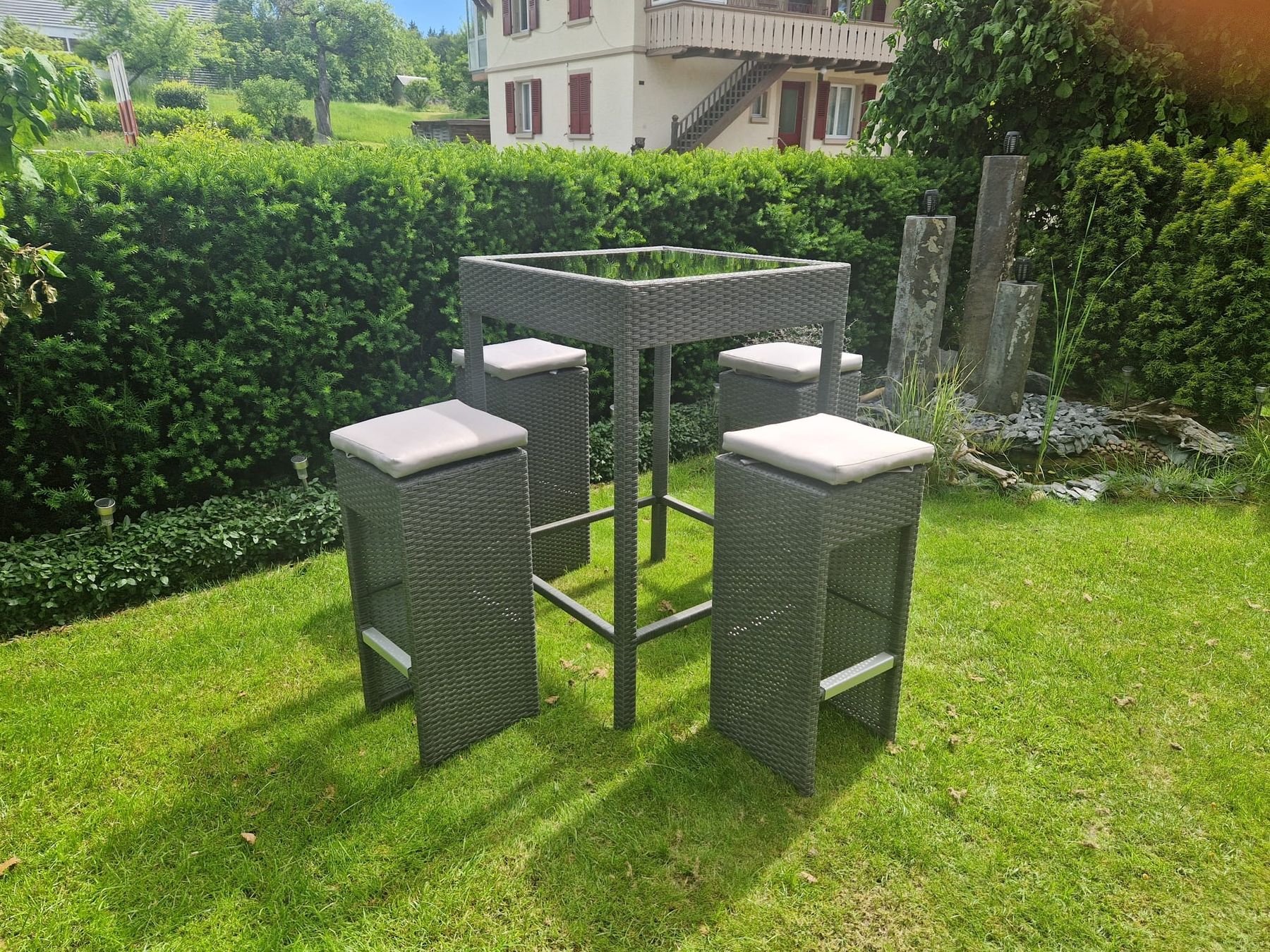 Set di tavolo e panche: Sommer Bar-Set Gartentisch / Stehtisch mit 4 Stühlen – Nuovo (secondo la descrizione) da Münchenbuchsee venduto da Zoups 2
