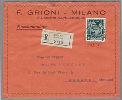 1939, l.2,75 PROCLAMAZIONE DELL' IMPERO, MAILAND-GENF ANK.-0