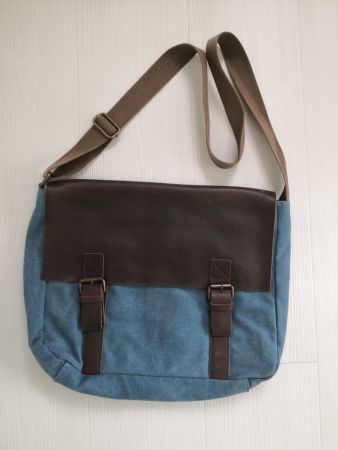 🤩TASCHE BLAU AUS STOFF & LEDER GROSS - NEU