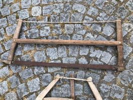 Antike grosse Säge Holzsäge Spannsäge 1x