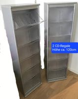 2 CD-Regale, Holz silber, 120cm hoch, für ca. 216-240 CDs