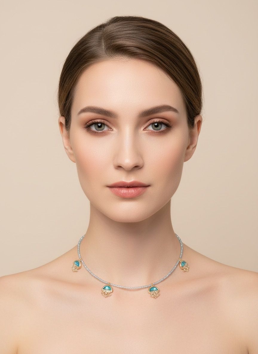 Catenine: Summer Jellyfish Charm Beaded Necklace, Adjustable Length – Nuovo e nell'imballaggio originale da Saland venduto da ele_vc96 2