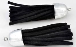 Quaste Metal look schwarz  ± 66x16mm (1)